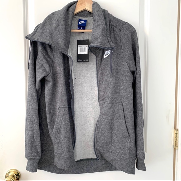 Nike Heather Gray Funnel Zip Logo Jacket - Picture 4 of 8